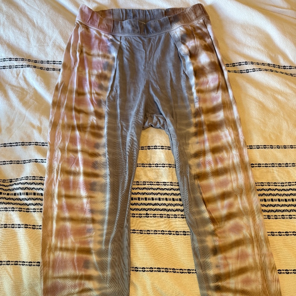 Raquel Allegra tie dyed easy pants, gray and pink, size 3